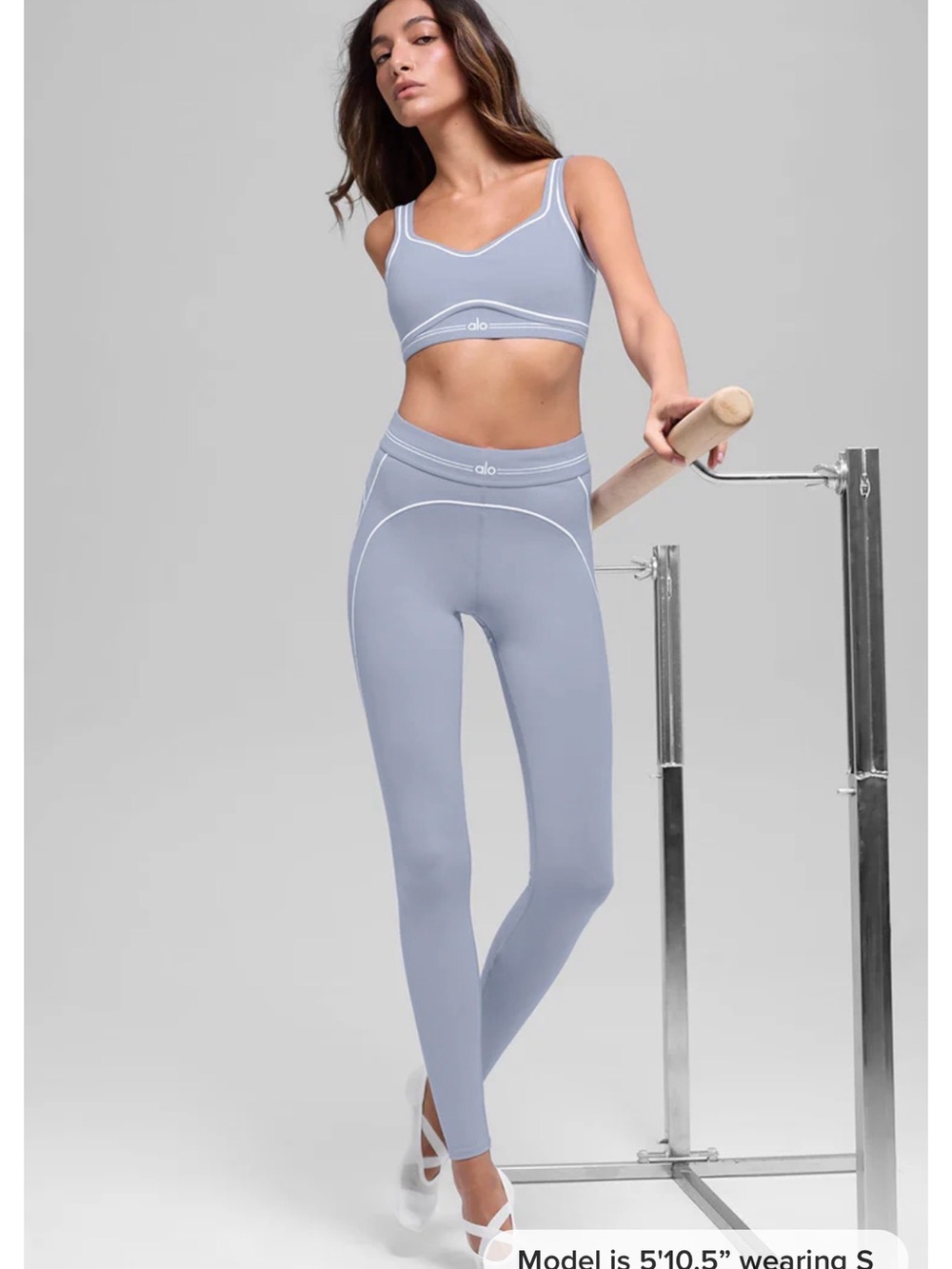 Alo Seamless Light Blue Airbrush High-Waist Heart Throb Legging Winter Frost